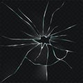 Vector illustration of a broken, cracked, cracked glass with a hole Royalty Free Stock Photo