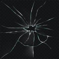 Vector illustration of a broken, cracked, cracked glass with a hole