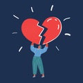 Vector illustration of Broken heart love. Woman heartbreaker over dark backround
