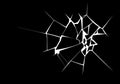 Vector Illustration of Broken Surface. White Crack Shape Isolated on Black Background Royalty Free Stock Photo