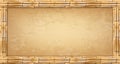 Vector rectangle brown bamboo poles frame with vintage papyrus or canvas Royalty Free Stock Photo