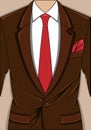 Vector illustration of brown man suit with red tie Royalty Free Stock Photo