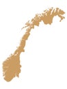 Brown Map of European Country of Norway