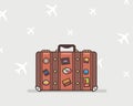 Vector illustration of a brown travel suitcase