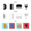 Vector design of brush and hair sign. Collection of brush and hairbrush vector icon for stock. Royalty Free Stock Photo