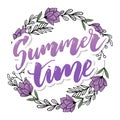 Vector illustration: Brush lettering composition of Summer Vacation isolated on white background slogan