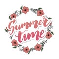 Vector illustration: Brush lettering composition of Summer Vacation isolated on white background slogan