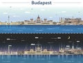 Vector illustration of Budapest city skyline at day and night