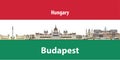 Vector illustration of Budapest city skyline with flag of Hungary on background