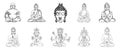 Vector illustration of Buddha, meditation and yoga