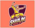 Buddhism Traditional Shaolin Kungfu Master Cartoon Mascot Logo Badge Royalty Free Stock Photo