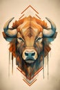 Vector illustration of buffalo head. Geometric polygonal design Royalty Free Stock Photo