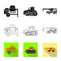 Vector illustration of build and construction icon. Set of build and machinery stock vector illustration.