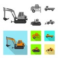 Vector illustration of build and construction sign. Set of build and machinery stock vector illustration.