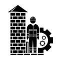 Vector illustration, builder contractor icon. Industry. Isolated.