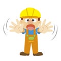 Vector illustration of a builder in yellow helmet