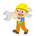 Vector illustration of a builder in yellow helmet