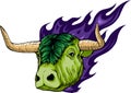 vector illustration of Bull head in flame Royalty Free Stock Photo