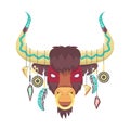 Vector illustration of bull or ox in ethnic or tribal style.