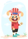 Vector illustration of bunny wearing uncle Sam hat on independence day