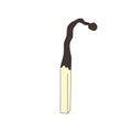 Vector illustration of a burned matchstick isolated on white. A symbol of emotional burnout and depression