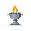 Vector illustration of a burning brazier with flames and glowing coals in an art style Royalty Free Stock Photo