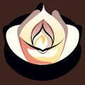 Vector illustration of a burning candle in a flower pot. Vector illustration. Generative AI Royalty Free Stock Photo