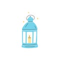 Vector illustration of a burning candle in holder