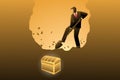 Vector illustration of business concept, businessman digging to find treasure Royalty Free Stock Photo
