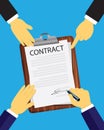 Contract Signing Legal Agreement Concept. Vector Illustration