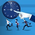 Vector Illustration Of Business People Catching Up The Time