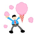 businessman worker and sweet cotton candy cartoon doodle flat design vector illustration Royalty Free Stock Photo