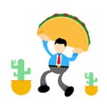 businessman worker and Delicious Taco cartoon doodle flat design vector illustration