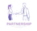 Vector illustration of business people shaking hands making a deal isolated on white background. Royalty Free Stock Photo