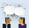 Vector illustration business people with speech bubble.social ne