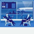 Vector illustration of business people waiting at the airport Royalty Free Stock Photo