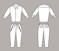 Vector Illustration of Business Shirt and Pants, Front and Back Views