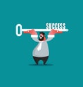 Vector illustration. Business success concept. Businessman holding key of success Royalty Free Stock Photo