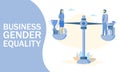 Business gender equality vector concept web banner, website page