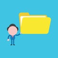Vector illustration of businessman character holding open file folder Royalty Free Stock Photo