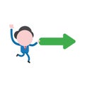 Vector businessman character running and carrying arrow moving r