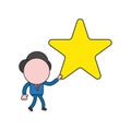 Vector illustration of businessman character walking and holding star. Color and black outlines Royalty Free Stock Photo