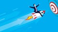 Businessman Flying High Riding a Rocket Royalty Free Stock Photo