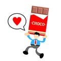 businessman worker and chocolate candy bar snack cartoon doodle flat design vector illustration Royalty Free Stock Photo