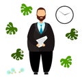 Vector illustration of businessman, office worker, manager, clerk.