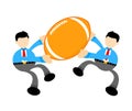 businessman worker playing rugby ball sport cartoon doodle flat design vector illustration