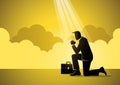 Vector illustration of businessman praying