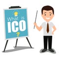 Ico business presentation concept vector flat illustration