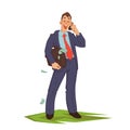 Vector illustration of businessman talking phone Royalty Free Stock Photo