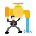 businessman and water depot faucet cartoon doodle flat design vector illustration Royalty Free Stock Photo